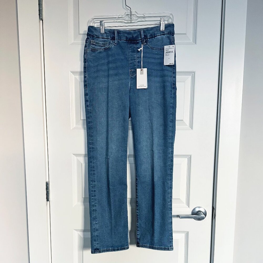 NWT Good American Power Stretch Pull-on Straight Jeans - Picture 6 of 9